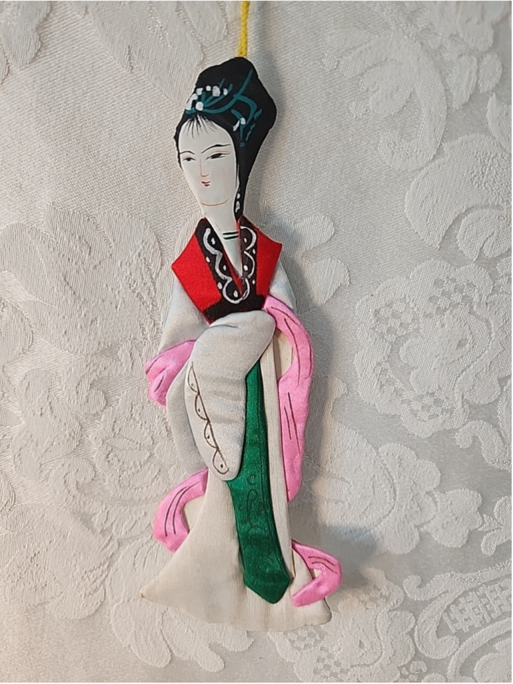 Lillian Vernon Vintage ornament Silk Lady China Doll, 1985